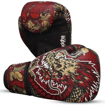 Buddha Guantes De Boxeo Muay Thai Kick Boxing Fantasy Dragon Rosso