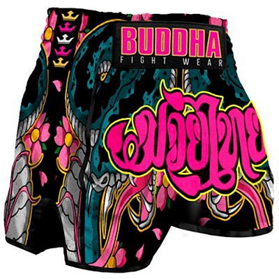 Buddha Retro Cobra Muay Thai Shorts Black-Pink