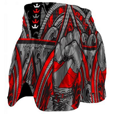 Buddha Retro Muay Thai Shorts Rojo-Gris