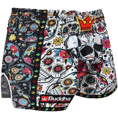 Buddha Santa Muerte Muay Thai Short Bianco