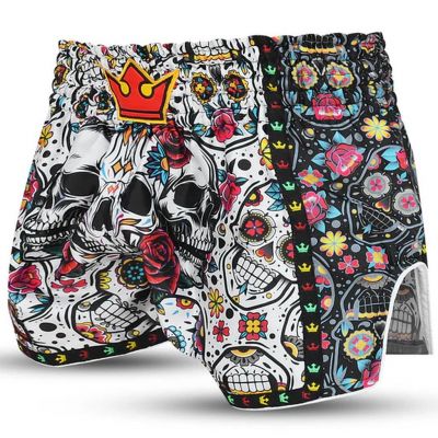 Buddha Santa Muerte Muay Thai Short Blanc