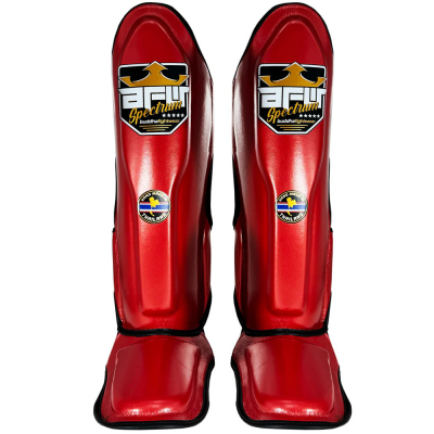 Buddha Spectrum Metalic Thailand Shin Guards Rosso