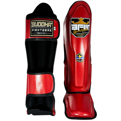 Buddha Spectrum Metalic Thailand Shin Guards Rosso