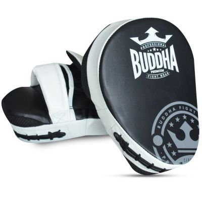 Buddha Thailand Curved Boxing Mitts Black-White