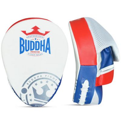 Buddha Thailand Curved Boxing Mitts White