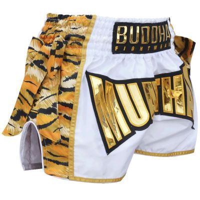 Buddha Tradictional Tiger Short Muay Thai White-Gold