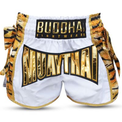 Buddha Tradictional Tiger Short Muay Thai White-Gold