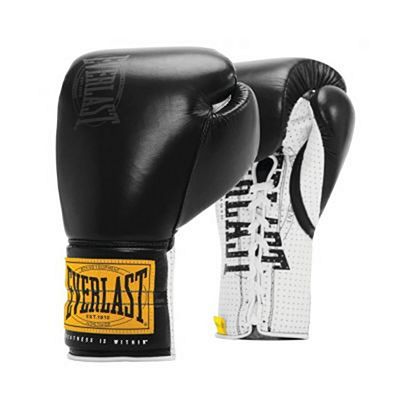 Everlast 1910 Pro Sparring Boxing Gloves Laces Noir