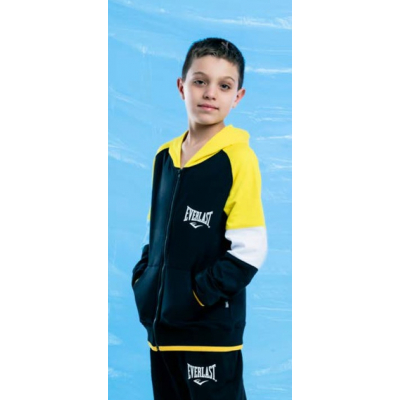 Everlast LFS JR Boy Tracksuit Cap Zip Negro-Amarillo