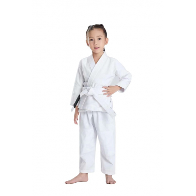 Fluory Kids Plain Gi Without Any Log BJJF37 Blanc