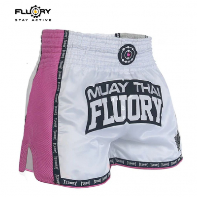 Fluory Muay Thai Short MTSF61 Branco-Rosa
