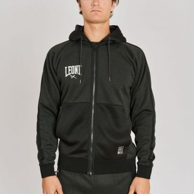 Leone 1947 Melange ABX611 Hoodie Schwarz-Grau