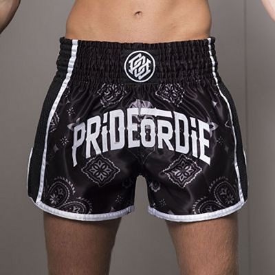 Pride Or Die Muay Thai Shorts Negro-Blanco