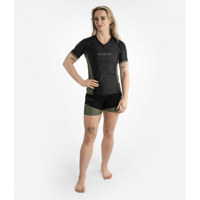 Progress Jiu Jitsu Academy + Women Rasguard Negro-Verde