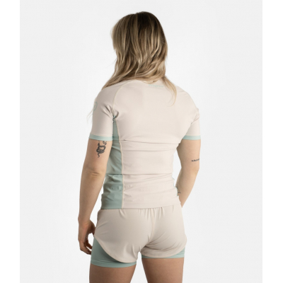 Progress Jiu Jitsu Academy + Women Rasguard Bone Blanco-Celeste