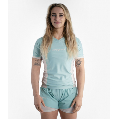 Progress Jiu Jitsu Academy + Women Rasguard Mint Celeste-Bianco