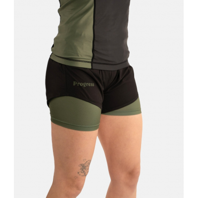 Progress Jiu Jitsu Academy+ Women Hybrid Shorts Negro-Verde