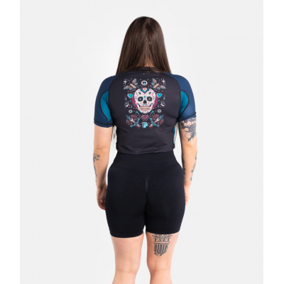 Progress Jiu Jitsu Ladies Sugar Skull Rashguard Black-Blue