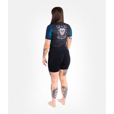 Progress Jiu Jitsu Ladies Sugar Skull Rashguard Black-Blue