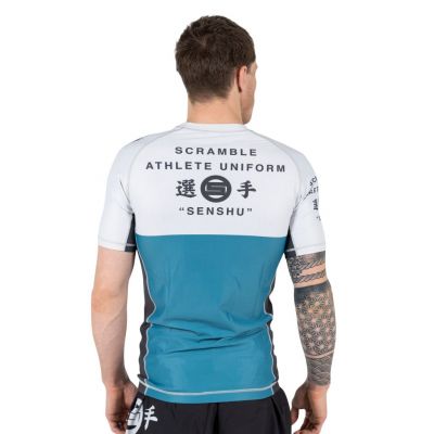 Scramble Senshu Rashguard White-Blue