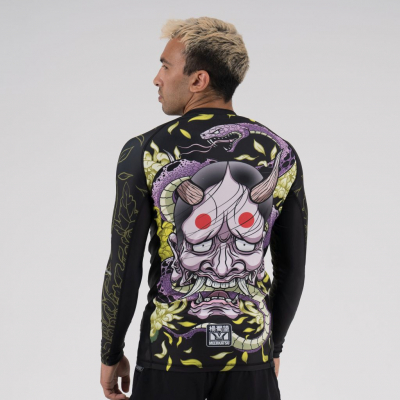 Scramble THE LAUGHING HANNYA – LONG SLEEVE RASHGUARD Negro