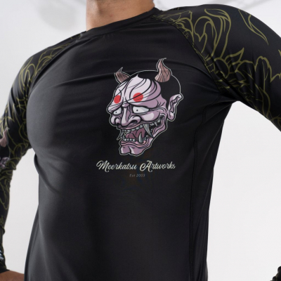 Scramble THE LAUGHING HANNYA – LONG SLEEVE RASHGUARD Negro