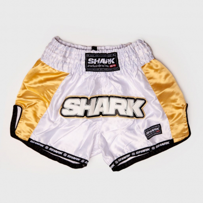 Shark Boxing Rainbow Short Muay Thai White-Gold