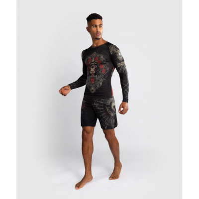 Venum Santa Muerte 5.0 Mens Long Sleeve Rashguard Nero-Oro