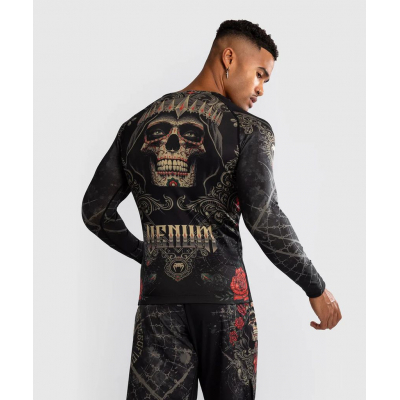 Venum Santa Muerte 5.0 Mens Long Sleeve Rashguard Nero-Oro