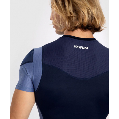 Venum Tempest Mens Short Sleeve Rashguard Dunkelblau-Blau