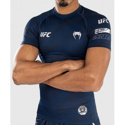 Venum UFC Fusion Fight Week Mens Performance Short Sleeve Rashguard Blu