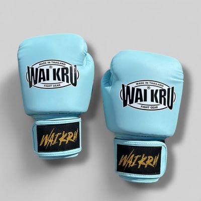 Wai Kru Muay Thai Gloves Semi Leather BG-5 Celeste