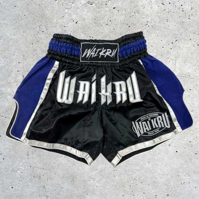 Wai Kru Muay Thai Shorts MT-10 Negro-Azul