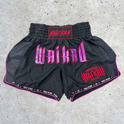 Wai Kru Muay Thai Shorts MT-6 Nero-Rosa