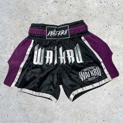 Wai Kru Muay Thai Shorts MT-11 Preto-Roxo