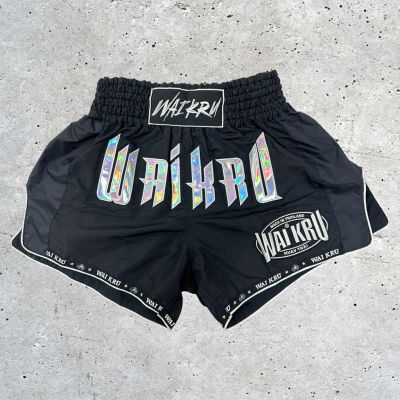 Wai Kru Muay Thai Shorts MT-12 Preto-Prateado