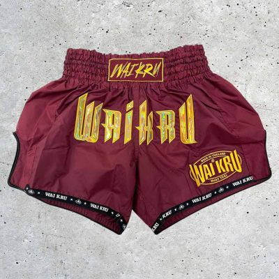 Wai Kru Muay Thai Shorts MT-1 Bordeaux Rosso-Giallo