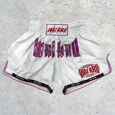 Wai Kru Muay Thai Shorts MT-7 Branco-Rosa