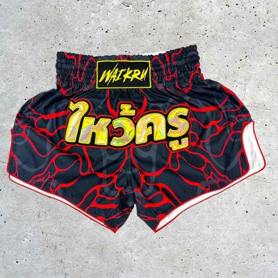 Wai Kru Muay Thai Shorts SUB-2 Negro-Rojo