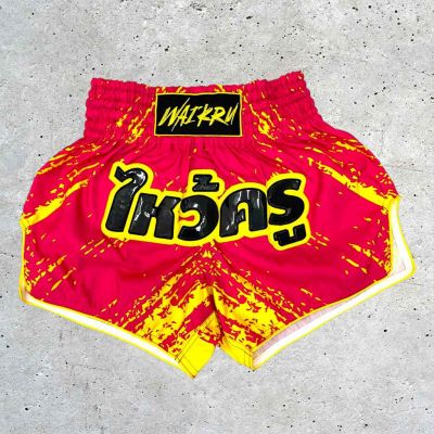 Wai Kru Muay Thai Shorts SUB-9 Vermelho-Amarelo