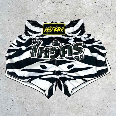 Wai Kru Muay Thai Shorts SUB-6 Branco-Preto