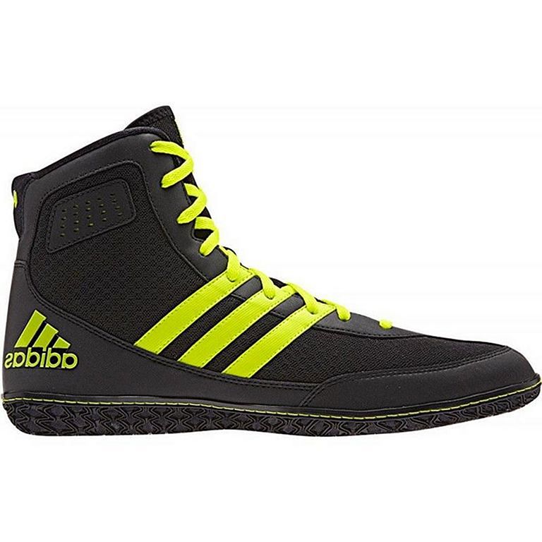 black and yellow wrestling shoes