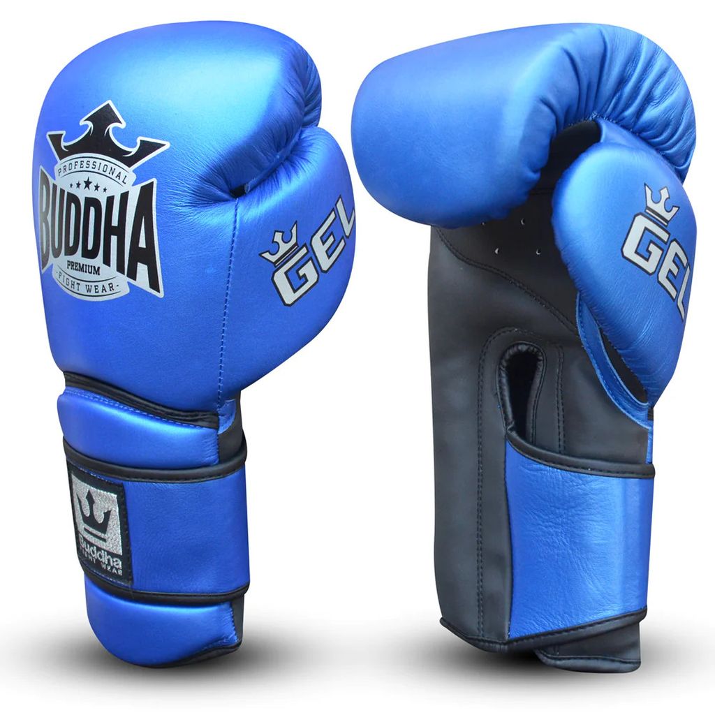 Buddha Guantes De Boxeo Muay Thai Kick Boxing Deluxe Plata-Negro