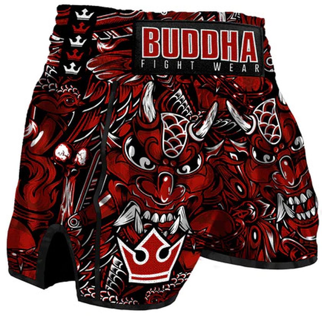 Buddha Pantalon Muay Thai Kick Boxing European Devil Rojo
