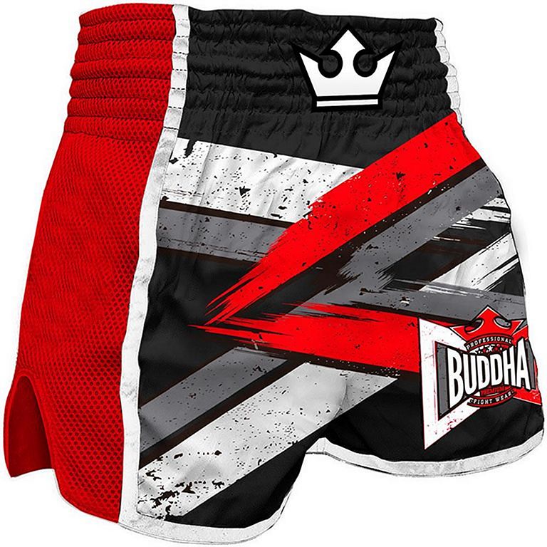 Buddha Retro Skeletor Muay Thai Shorts Negro-Blanco