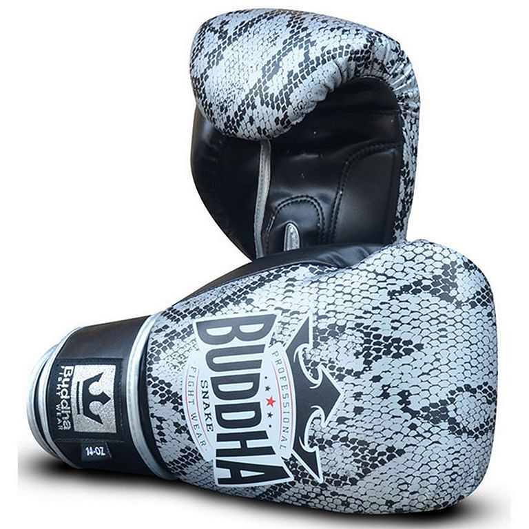 Buddha Guantes De Boxeo Muay Thai Kick Boxing Deluxe Plata-Negro