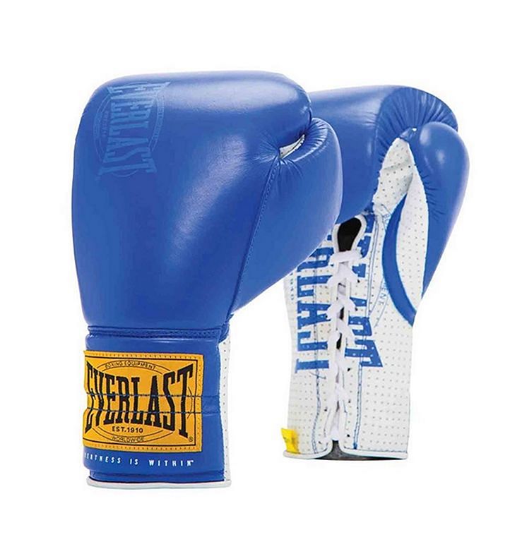 Everlast 1910 Pro Sparring Boxing Gloves Laces Blau