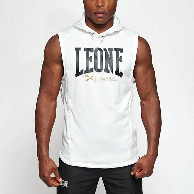 Leone 1947 Logo Hooded Sleeveless Sweatshirt Branco
