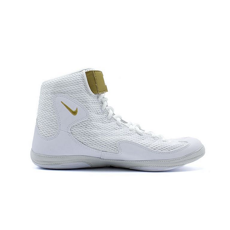 white and gold nike wrestling shoes