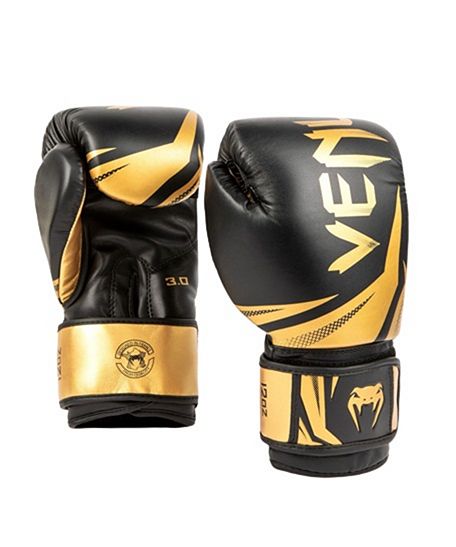 Venum Impact Monogram Boxing Gloves - Black/Pink Gold 8 oz
